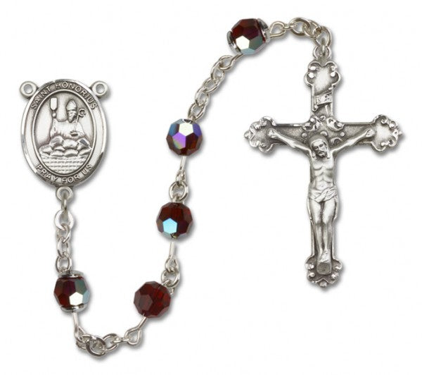 St. Honorius Sterling Silver Heirloom Rosary Fancy Crucifix