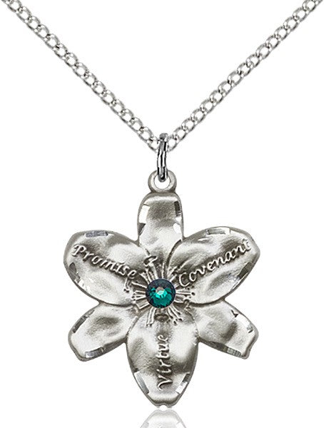 Large Five Petal Chastity Pendant with Birthstone Center