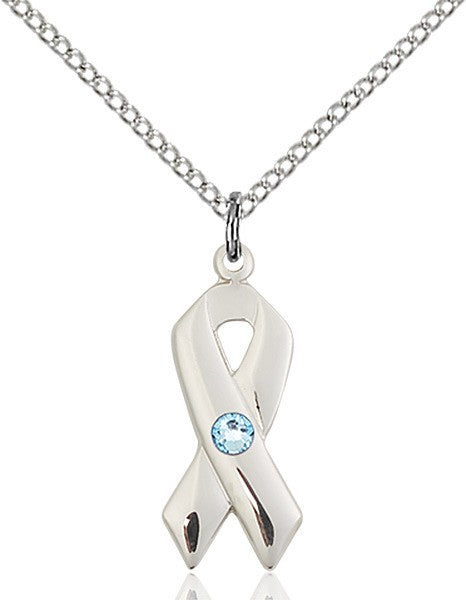 Awareness Ribbon Pendant with Birthstone Options