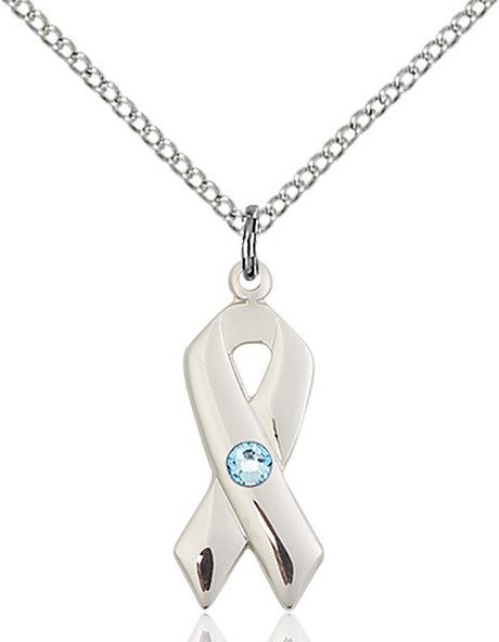 Awareness Ribbon Pendant with Birthstone Options