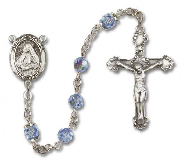 St. Frances Cabrini Sterling Silver Heirloom Rosary Fancy Crucifix