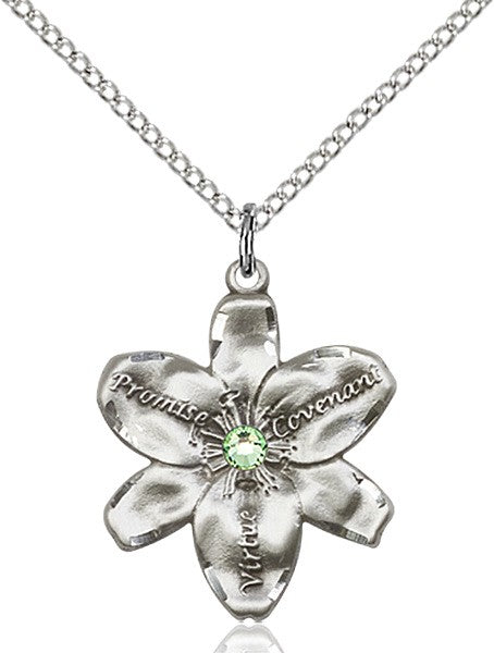 Large Five Petal Chastity Pendant with Birthstone Center
