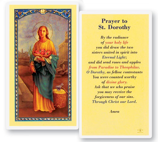 Prayer To St. Dorothy Laminated Prayer Card