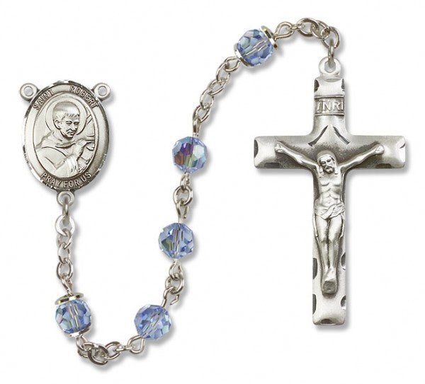 St. Robert Bellarmine Sterling Silver Heirloom Rosary Squared Crucifix