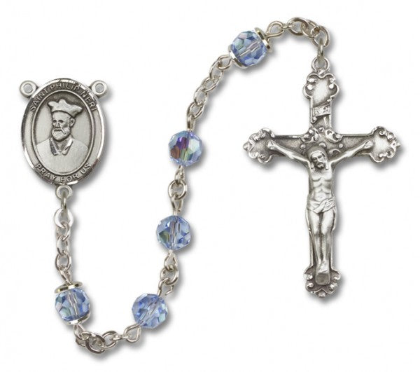 St. Philip Neri Sterling Silver Heirloom Rosary Fancy Crucifix