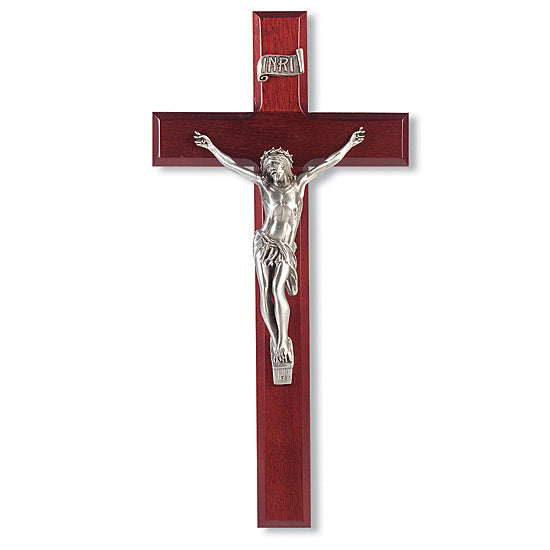 Crown of Thorns Dark Cherry Wall Crucifix - 12 inch