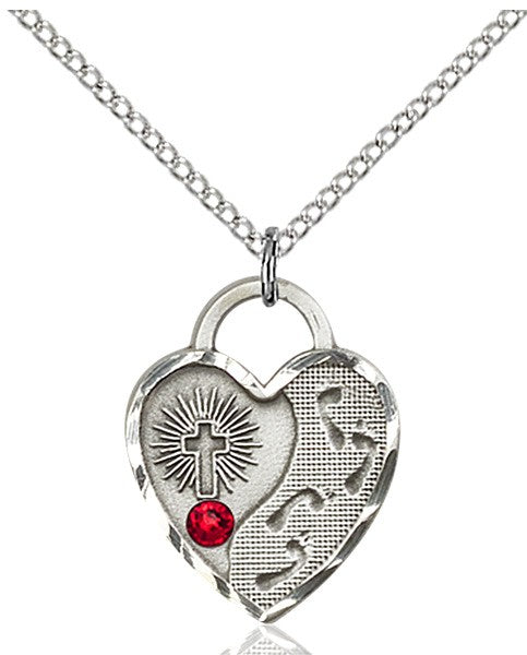 Heart Shaped Footprints Pendant with Birthstone Options