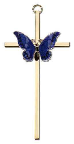 Resurrection Butterfly Wall Cross in Blue 6'