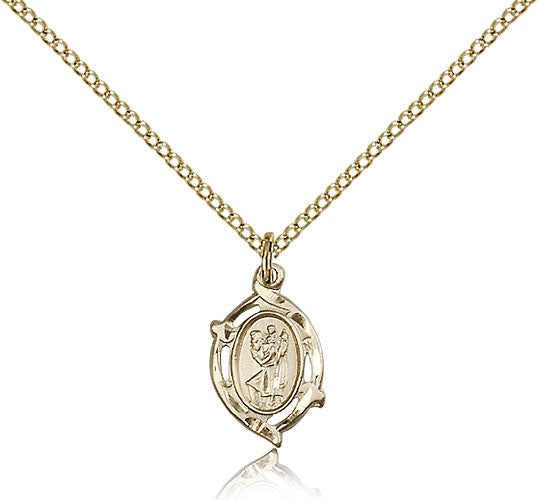 Pointed Oval Petite St. Christopher Necklace