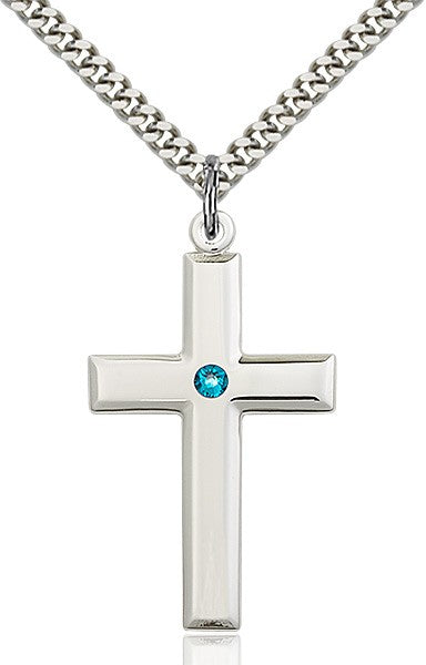 Large Plain Cross Pendant with Birthstone Options