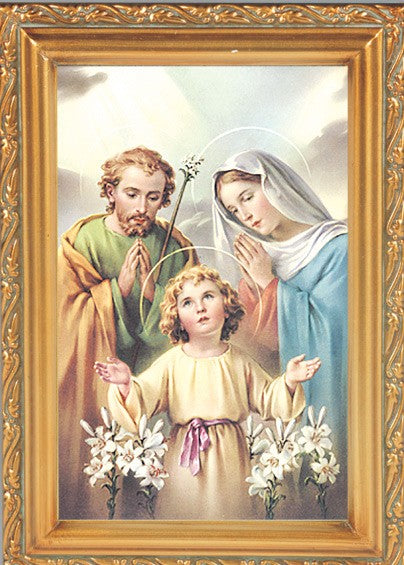Holy Family Antique Gold Framed Print