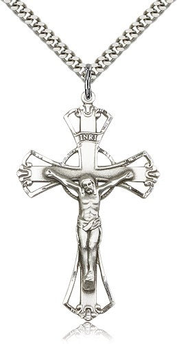 Men's Flared Tip Cut Out Crucifix Medal