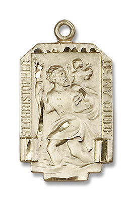 Rectangular St. Christopher Necklace with Satin Finish