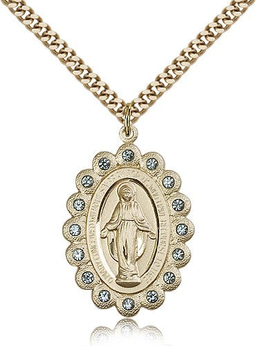 Miraculous Medal with Blue Swarovski Crystals