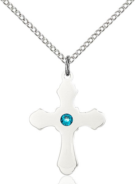 Medium High Polished Soft Edge Cross Pendant with Birthstone Options