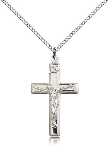 Women's High Polish Block Style Crucifix Necklace