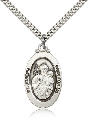 Oval St. Joseph Pray for Us Pendant for Women