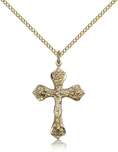 Women's Rosebud Crucifix Necklace