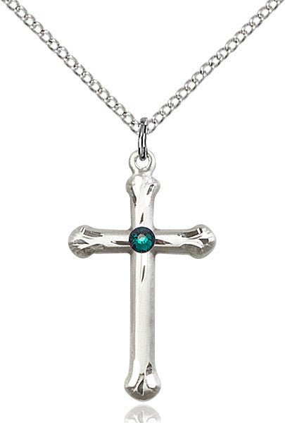Teardrop Edge Cross Pendant with Birthstone Options