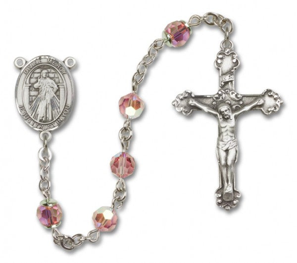 Divine Mercy Sterling Silver Heirloom Rosary Fancy Crucifix