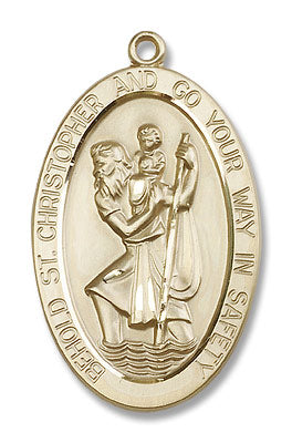 Large Men's Oval St. Christopher Necklace