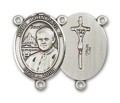 Saint John Paul II Rosary Centerpiece Sterling Silver or Pewter