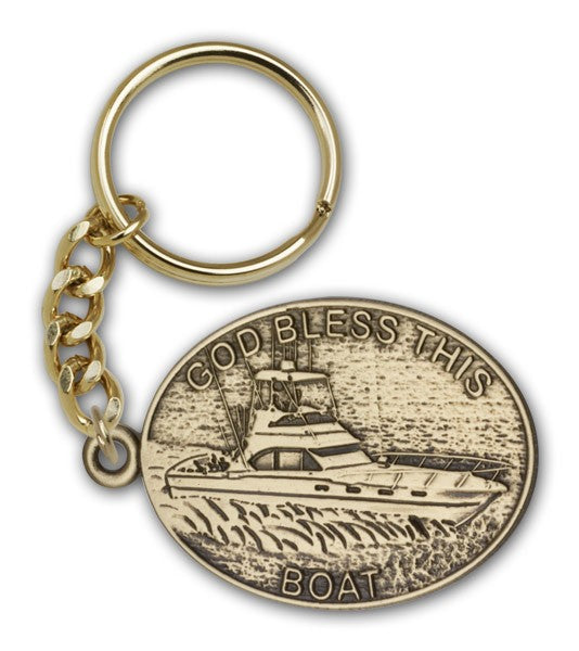 God Bless This Boat Keychain