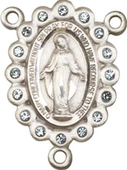 Blue Stone Accent Miraculous Medal Rosary Centerpiece