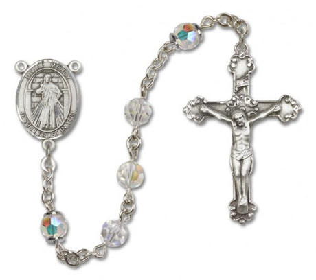 Divine Mercy Sterling Silver Heirloom Rosary Fancy Crucifix