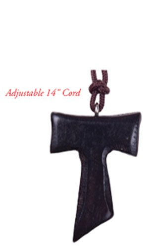 Wood Tau Cross Pendant 1.5 Inch