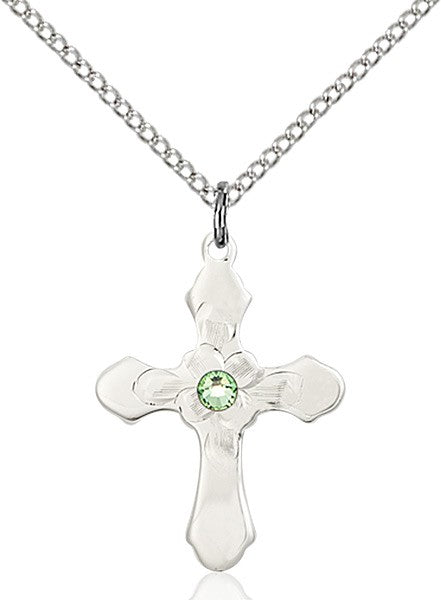 Floral Center Youth Cross Pendant with Birthstone Options