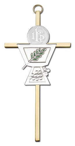 First Communion Chalice and Holy Host Wall Cross 6"