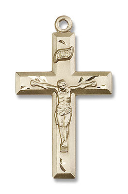 Classic Block Style Crucifix Medal