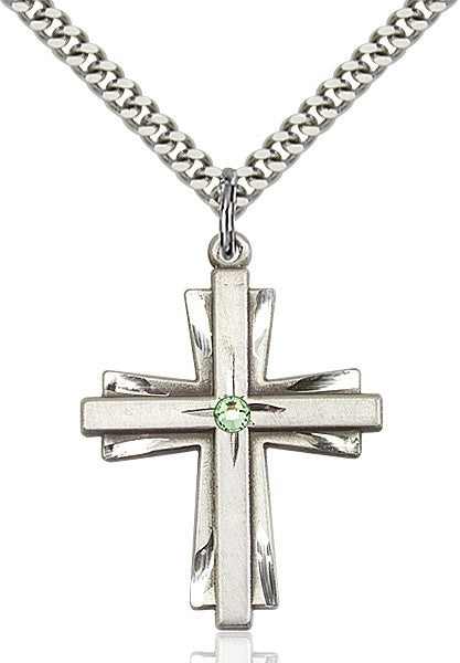 Large Women's Cross on Cross Pendant with Birthstone Options