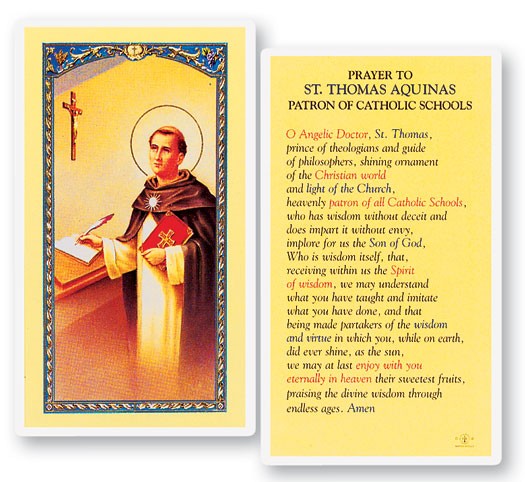 Prayer To St. Thomas Aquinas Laminated Prayer Card