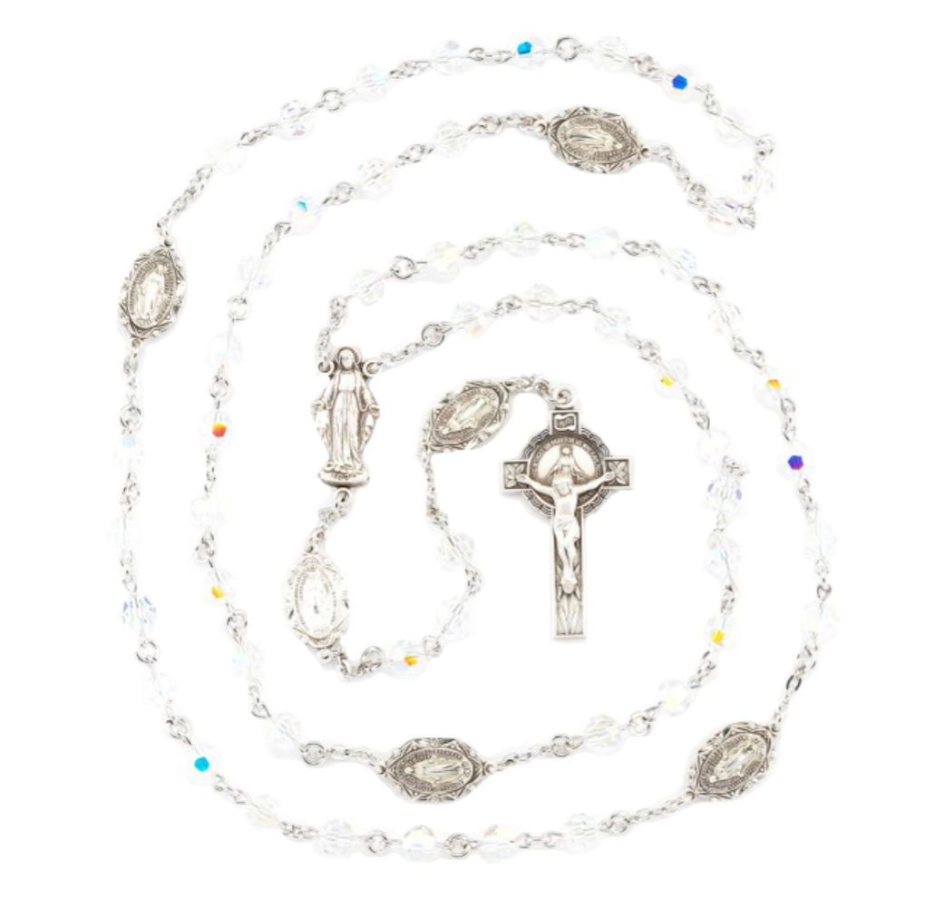 Miraculous Rosary with 6mm Swarovski Beads in Sterling Silver