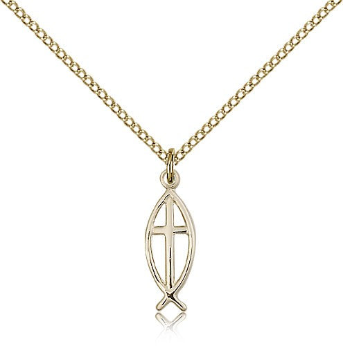 Ichthus Fish with Cross Pendant for Women