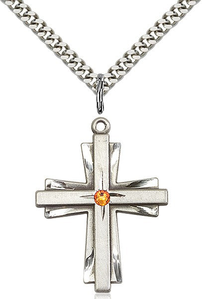 Large Women's Cross on Cross Pendant with Birthstone Options
