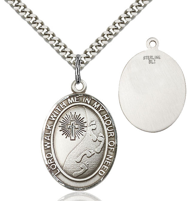 Footprints In The Sand Cross Pendant