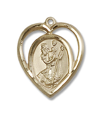Open-Cut Heart Petite St. Christopher Necklace
