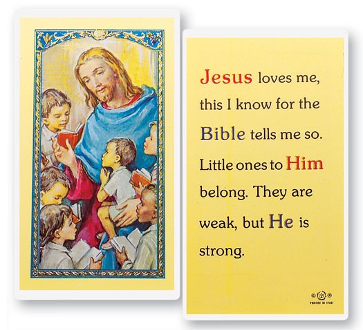 Jesus Loves Me Laminated Prayer Card
