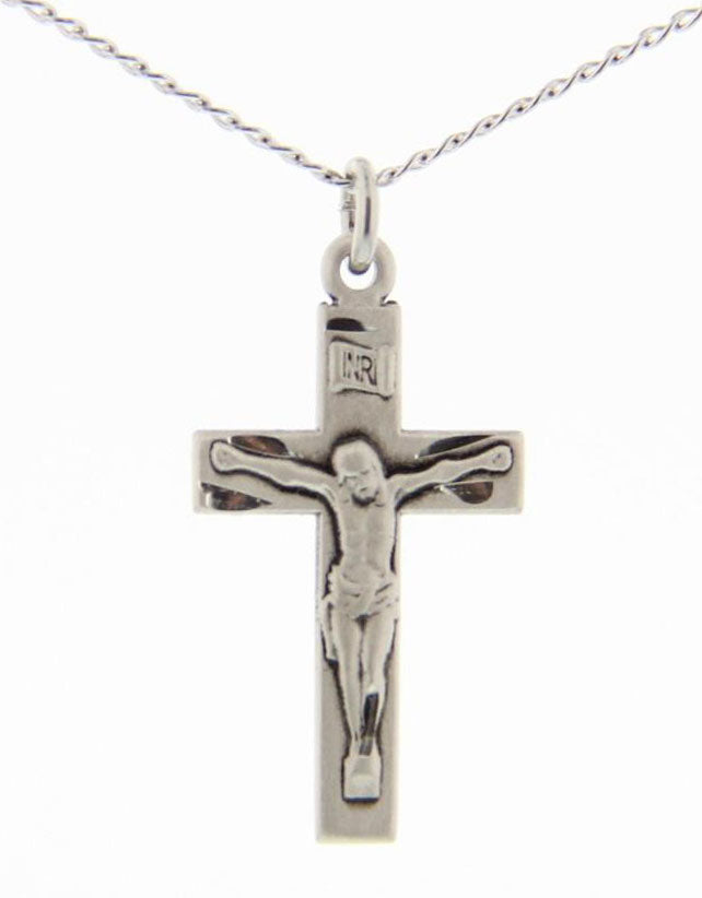 Dainty Crucifix Pendant Etched Accents for Women