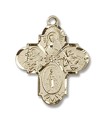 Girl's Dainty 4-Way Pendant with Flower Center