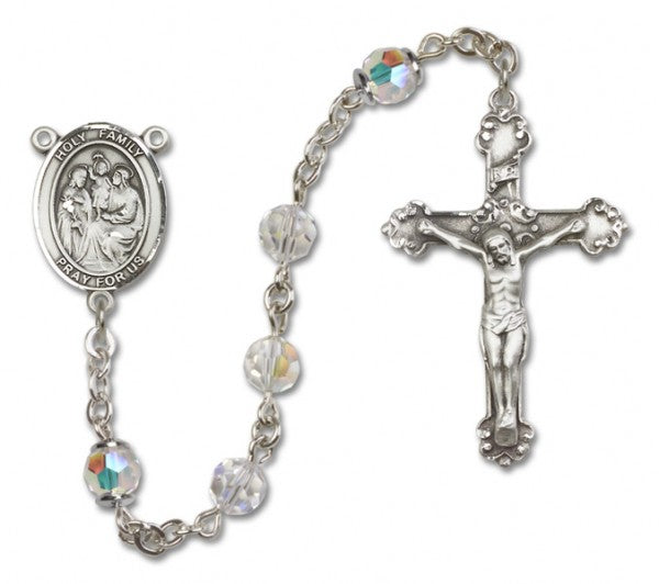 Holy Family Sterling Silver Heirloom Rosary Fancy Crucifix