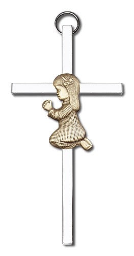 Praying Girl Cross 4'