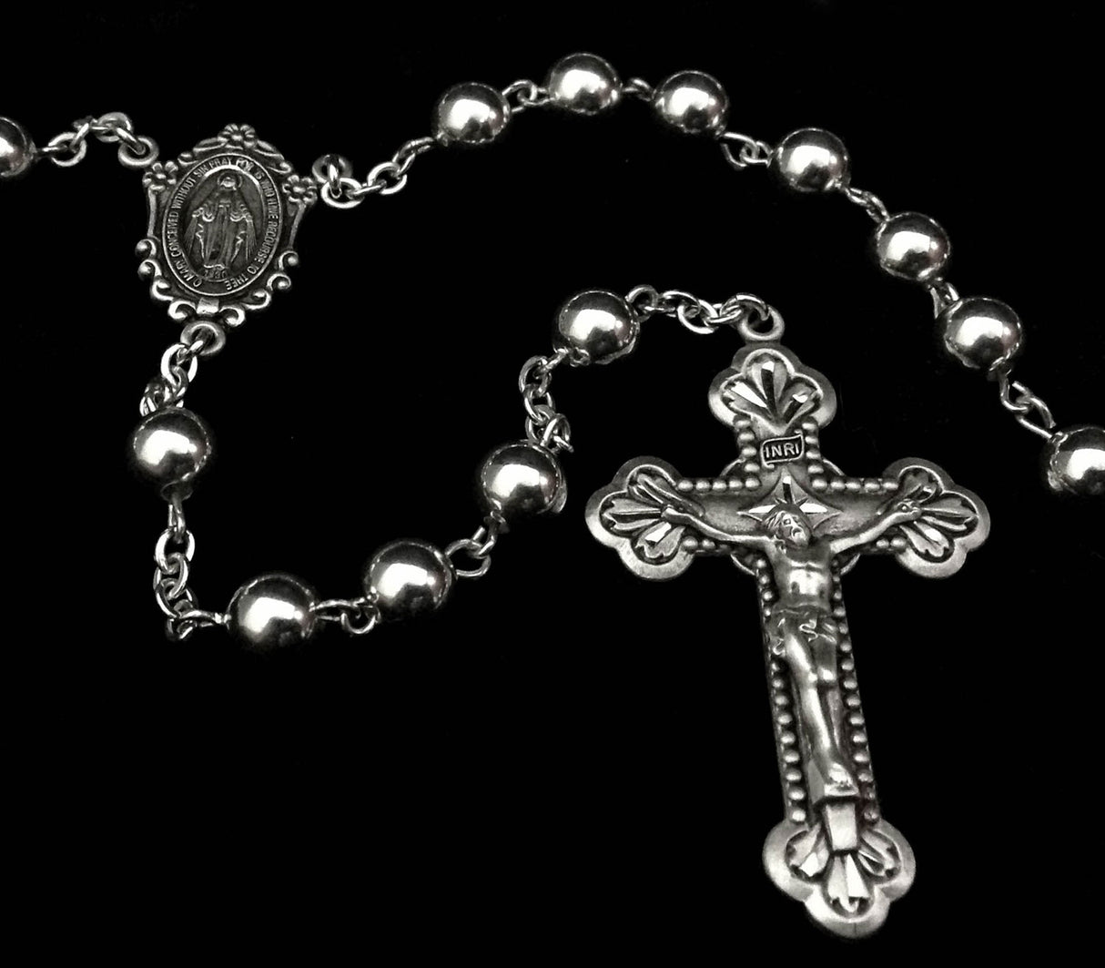 Sterling Silver Rosary 7mm Beads