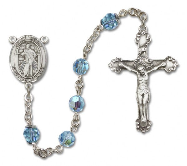 Divine Mercy Sterling Silver Heirloom Rosary Fancy Crucifix