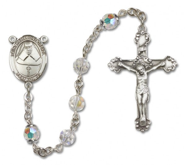 St. Katharine Drexel Sterling Silver Heirloom Rosary Fancy Crucifix
