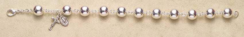 Children's Rosary Bracelet - Sterling Silver Round