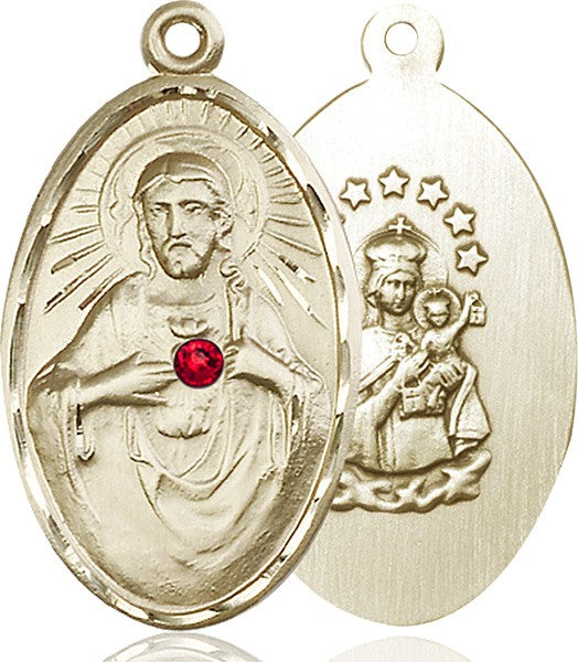 Large Oval Sacred Heart Pendant with Birthstone Options